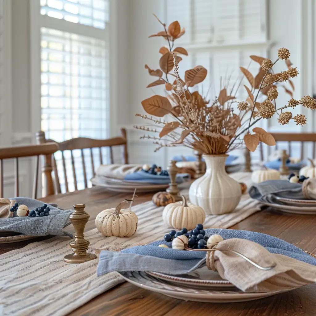 fall decor with blue