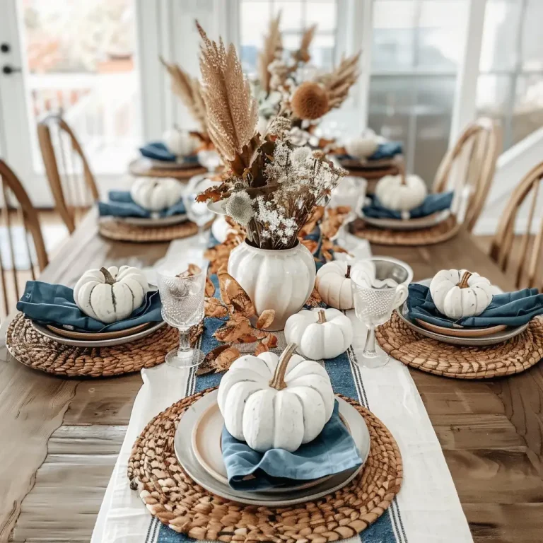 fall decorating with blue