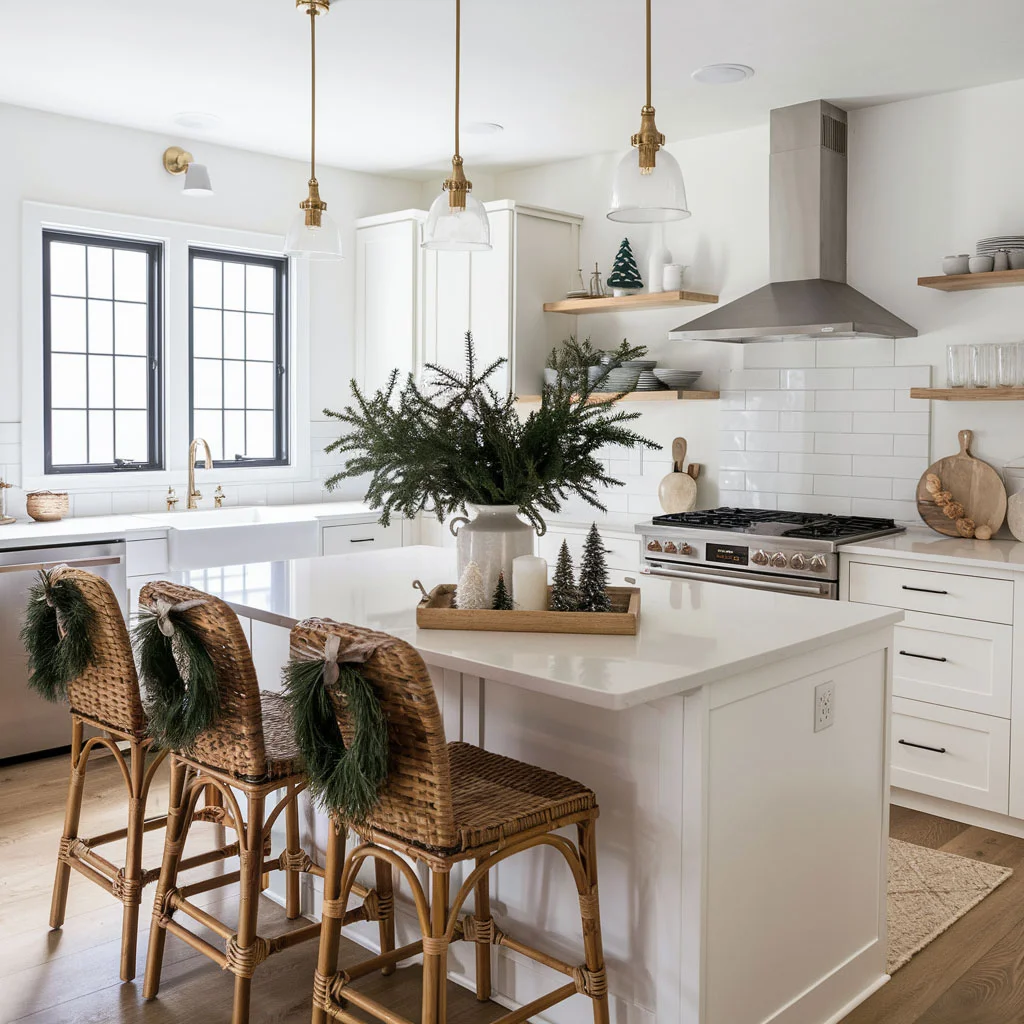 island kitchen with stools