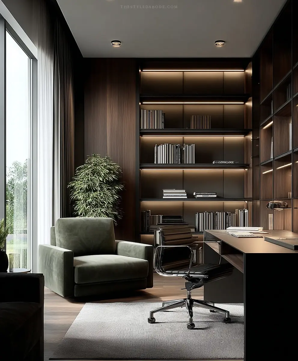 dark home office